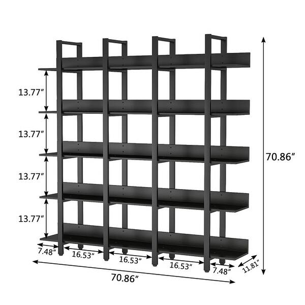 Wide 5Tiers Open Bookshelf Large Bookcase Display Shelf Decorative