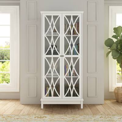 Timechee 31.5'' Wide Curio Cabinet with Acrylic Glass Bookcase Display Cabinet