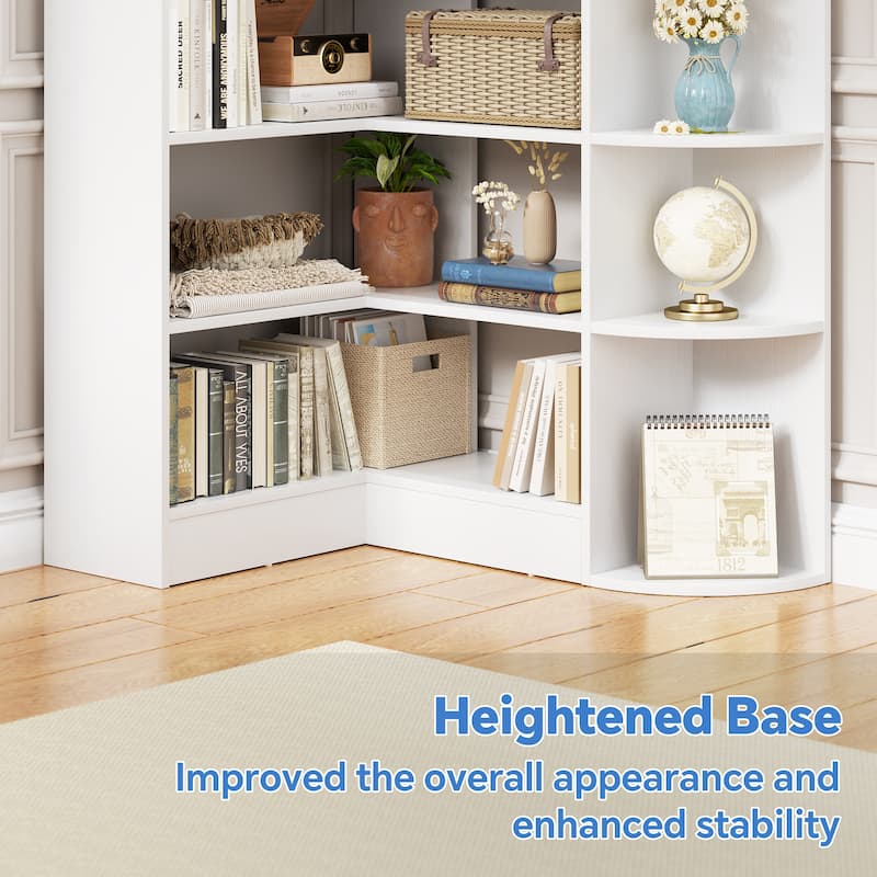 6-Tier Corner Bookshelf, 71" H Freestanding L-Shaped Book Shelf with Baffle, Corner Open Display Shelf Bookcase