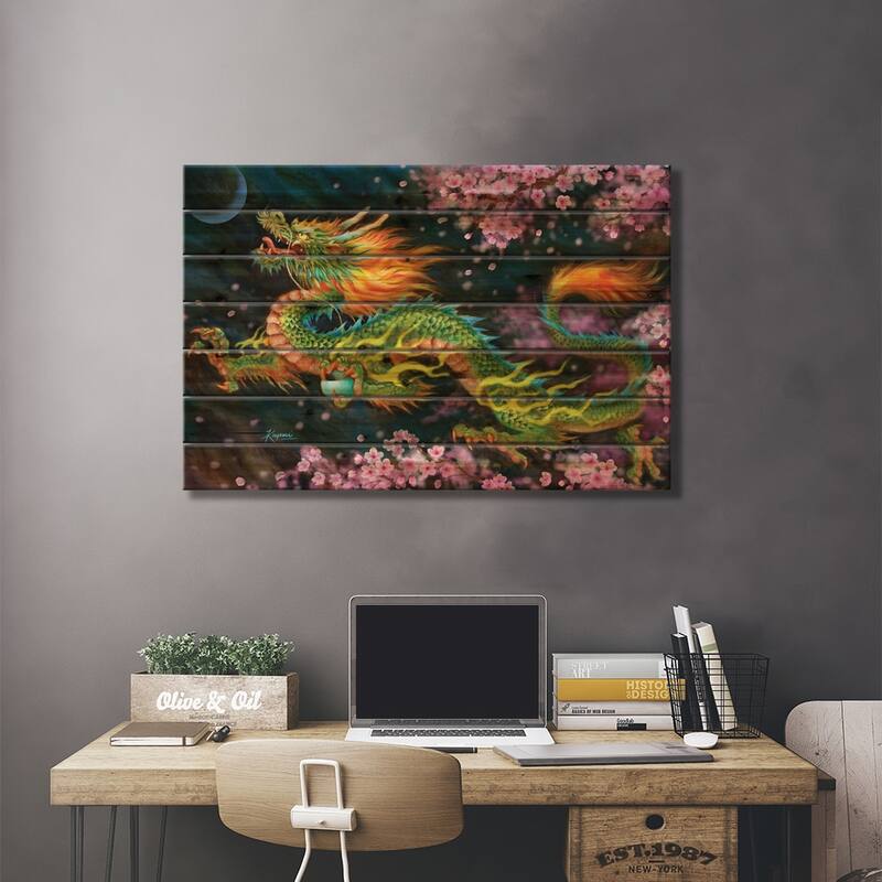 Dragon Spirit Print On Wood by Kayomi Harai - Multi-Color