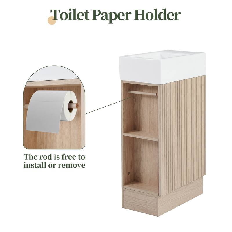 19 inch MDF Freestanding Bathroom Vanity Set with White Ceramic Top