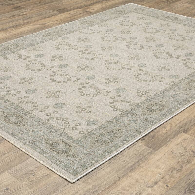 Kellan Floral Oriental Beige/ Green Area Rug-