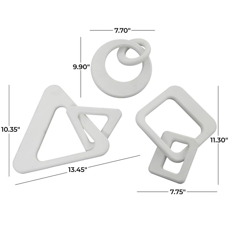 CosmoLiving by Cosmopolitan Geometric Wood Chain Sculpture (Set of 2, Set of 3) - Black, White, Brown