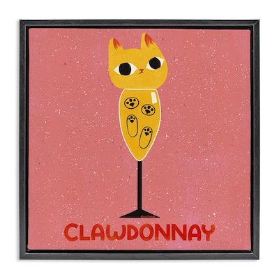 Stupell Clawdonnay Feline Wine Framed Floater Canvas Wall Art Design By Carrie Cantwell