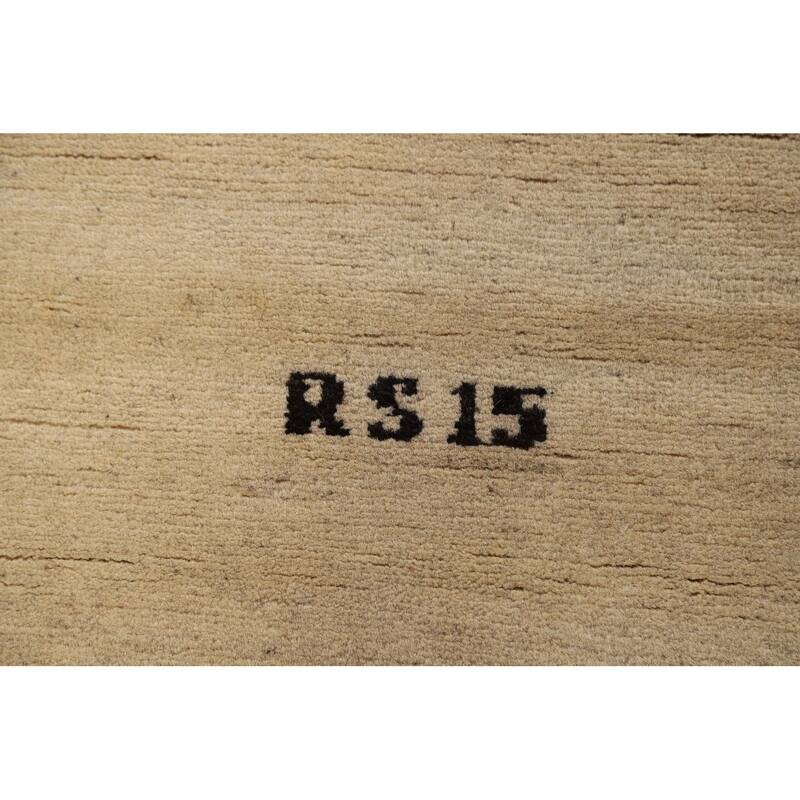 Modern Beige Gabbeh Oriental Rug Hand-Knotted Wool Carpet - 2'10"x 4'0"