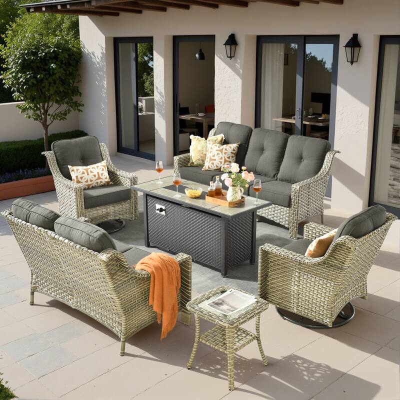 XIZZI 6-piece Patio Furniture Conversation Seating Set with Fire Pit