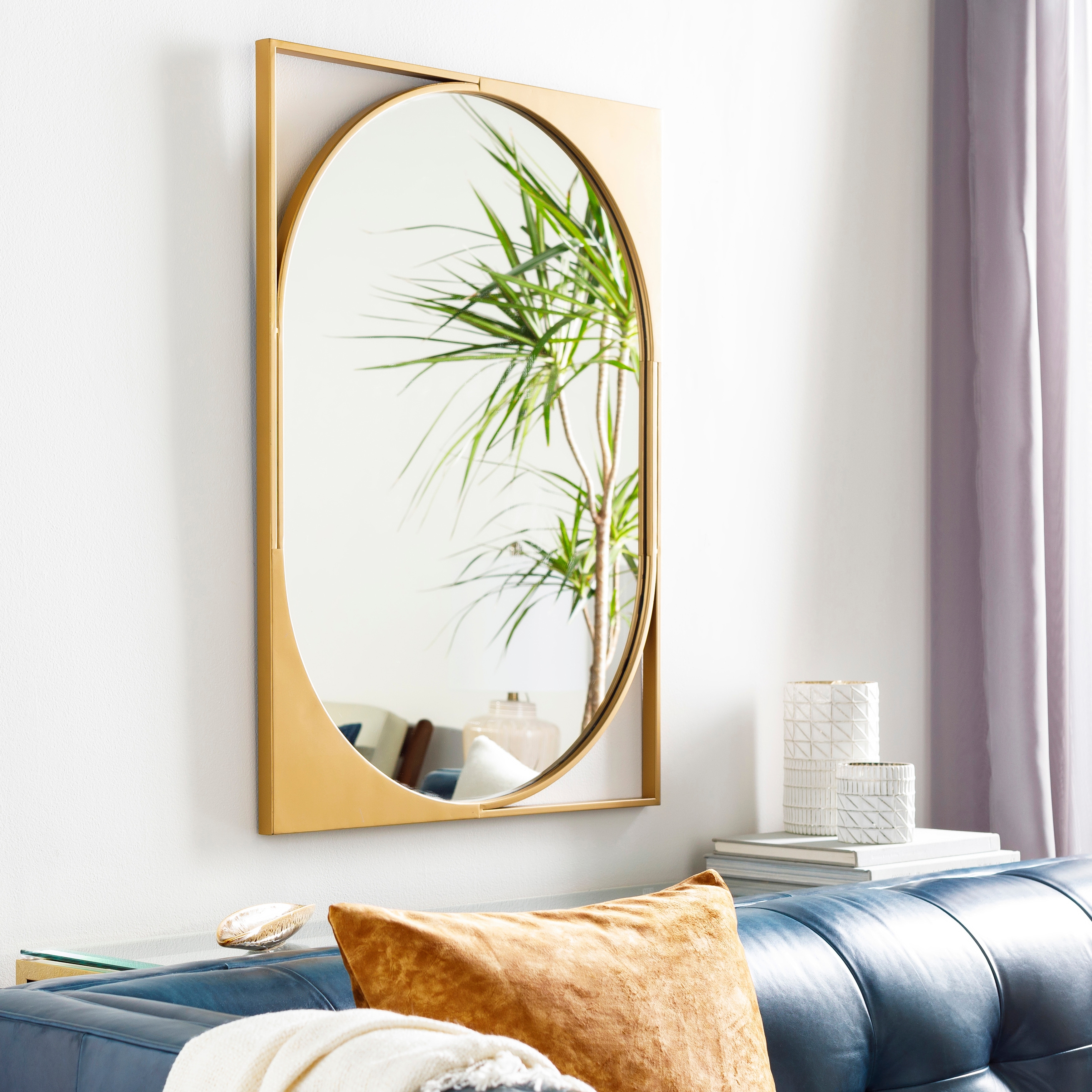 Babsen Gold Oval Rectangular Wall Mirror - 36"H x 26"W