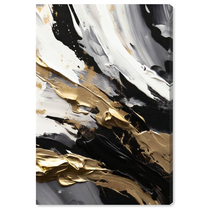Wynwood Studio Abstract Spilled Golden Paint Gold and Modern & Contemporary Wall Art Canvas Print