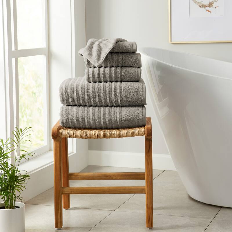 Linery & Co. Combed Cotton Bath Towel Set - 6 Piece Set - Mid Grey