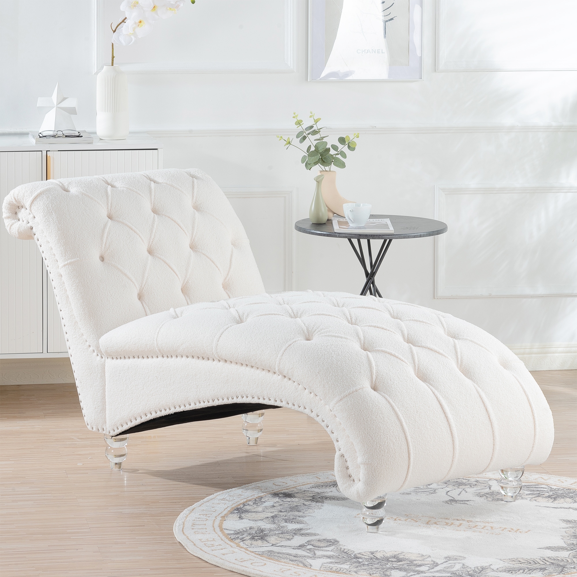 Armless Chaise Lounges with Buttons and Nailhead Trim Bed Bath