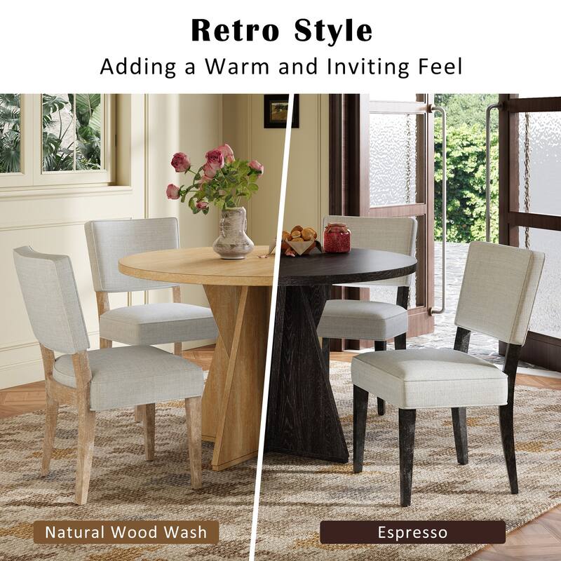 5 Piece Wood Round Dining Table Set with 4 Upholstered Chairs