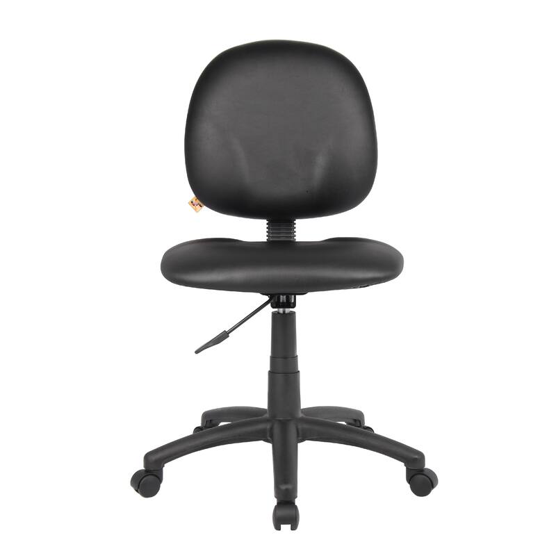 Nate Swivel Task Chair with Contour Back, Caster Wheels, Black Vinyl