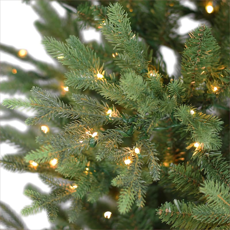 Puleo International 7.5 ft. Pre-Lit Alberta Slim Artificial Spruce Tree
