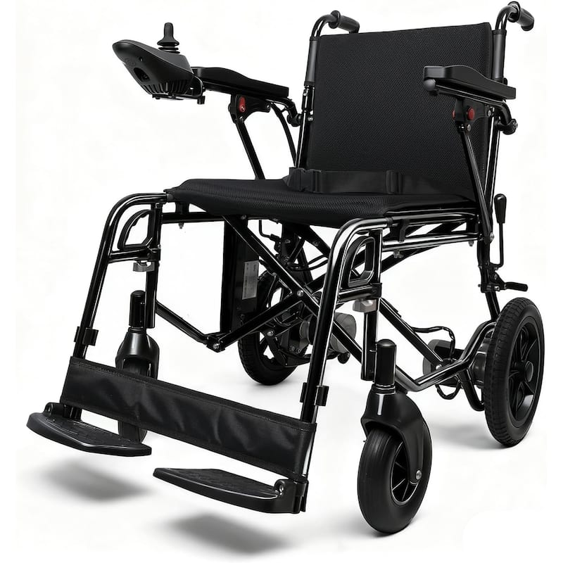 ELEMOVE Electric Wheelchairs 180W Brushless Motor, 8-inch Front & 12-inch Rear Tires, Easy Folding & Multi-Road Adaptability