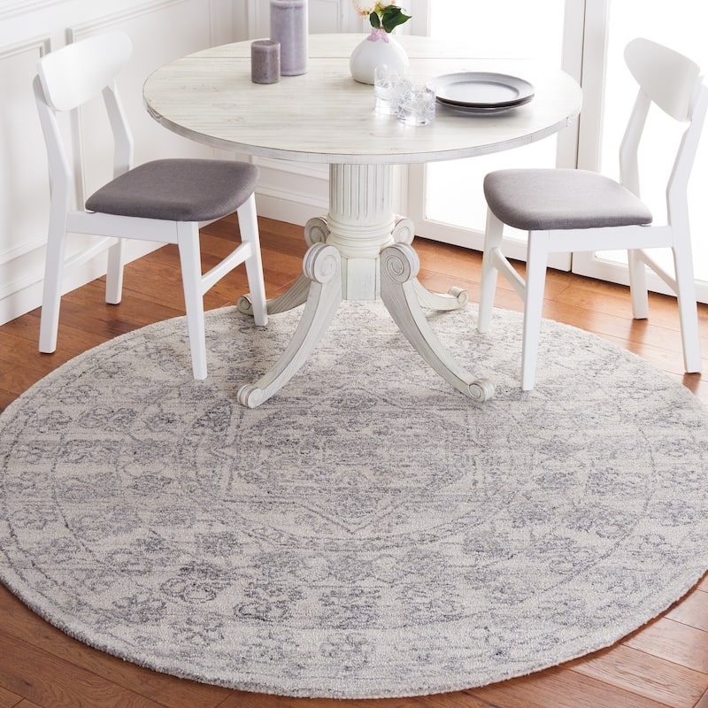 SAFAVIEH Handmade Marquee Ceciel Rug - 6' Round - Ivory/Grey