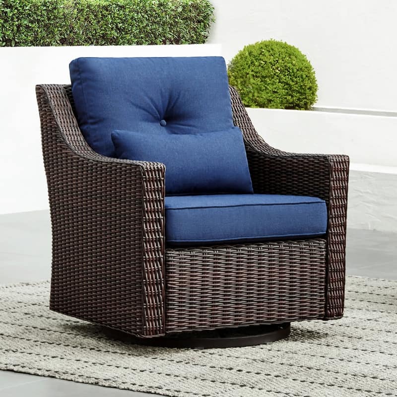 Murphy Outdoor Wicker Patio Outdoor Sofa Swivel Chair Coffee Table