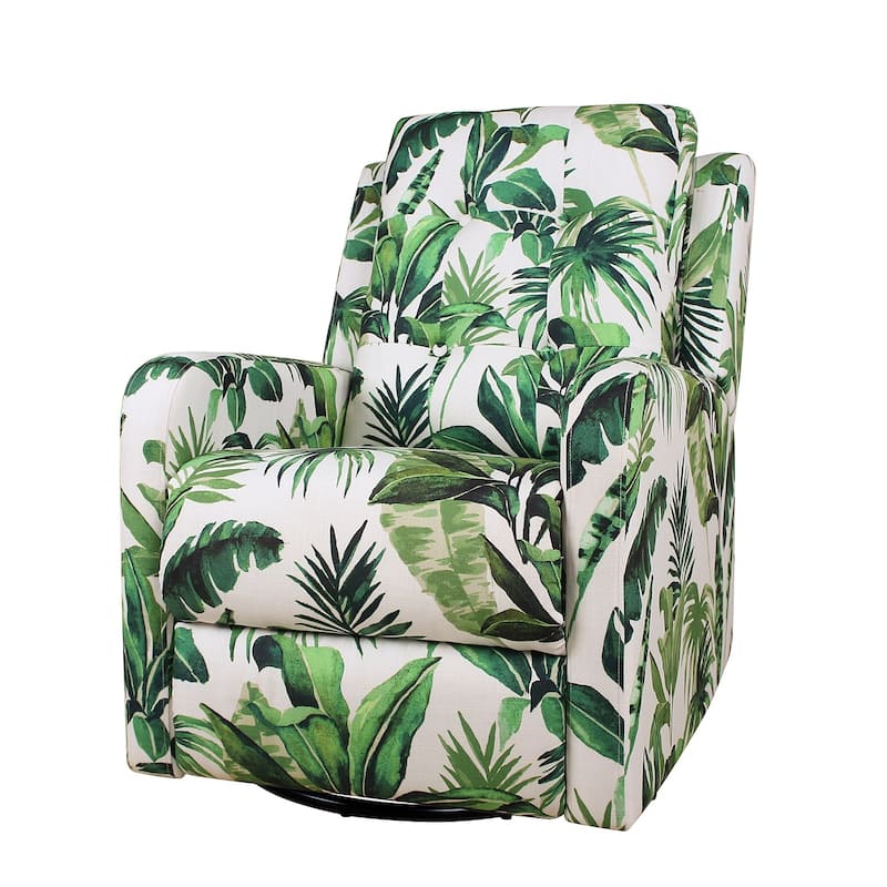 Arlette Contemporary Floral Manual Swivel Recliner with Tufted Back and Angle Adjustment Button