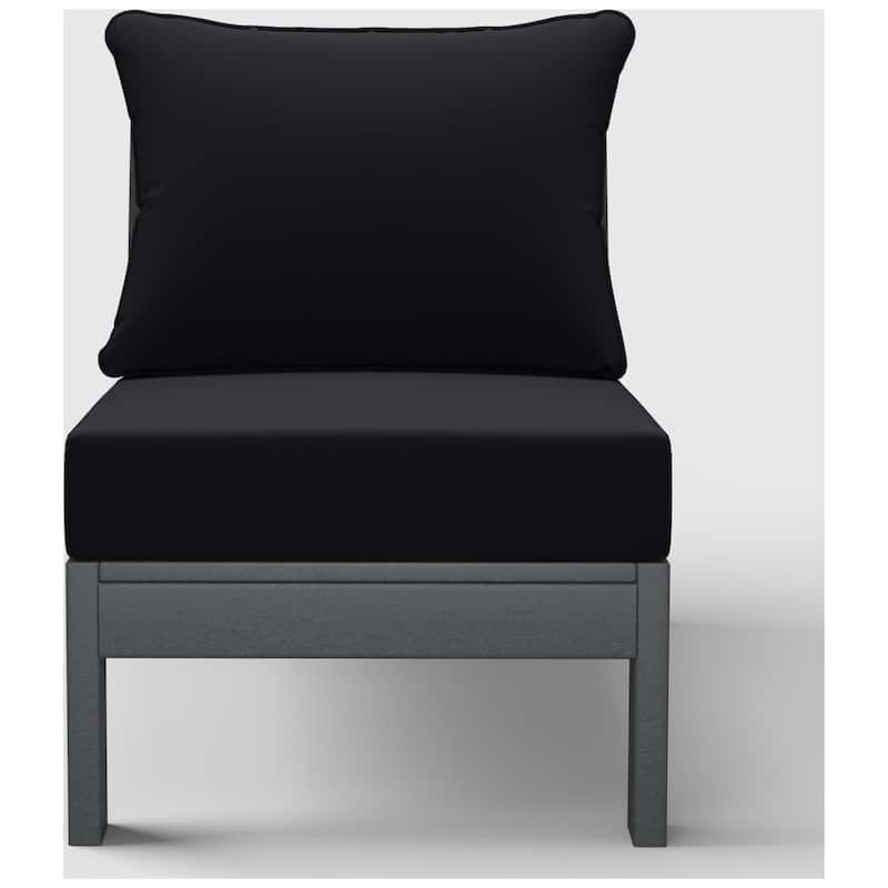 Birchwood All Weather HDPE Outdoor Patio Deep Seating Gray Armless Chair With Cushions (1-Piece)