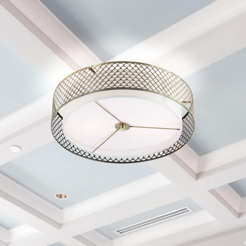 River of Goods Leyla Brushed Gold Metal 18.25-inch Semi-Flush Mount Ceiling Light - 18.25" x 18.25" x 6.375"