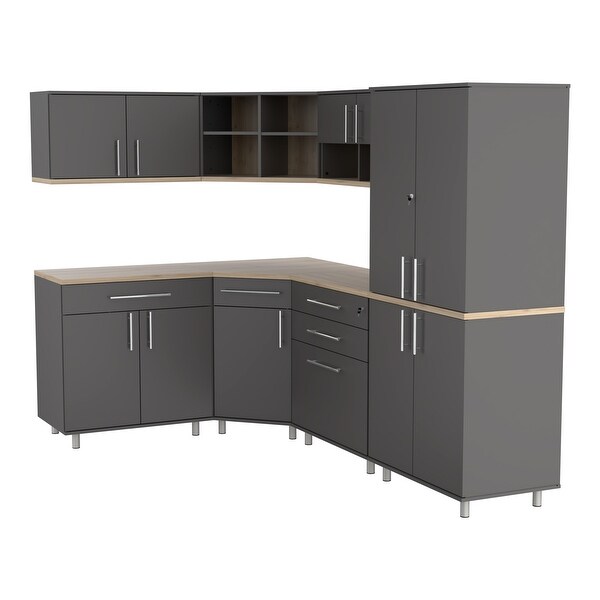 Inval Kratos 壁掛けコーナーガレージ収納キャビネット ダークグレー メイプル Inval Kratos 壁掛けコーナーガレージ収納キャビネット ダークグレー