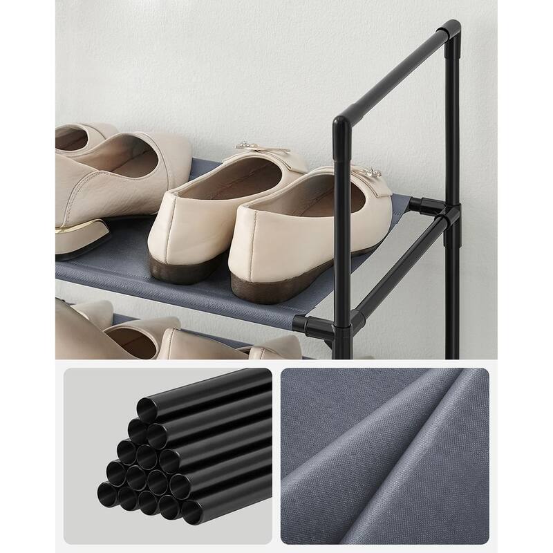 10 Tier Space-Saving Shoe Shelf with Metal Frame and Non-Woven Fabric Shelves