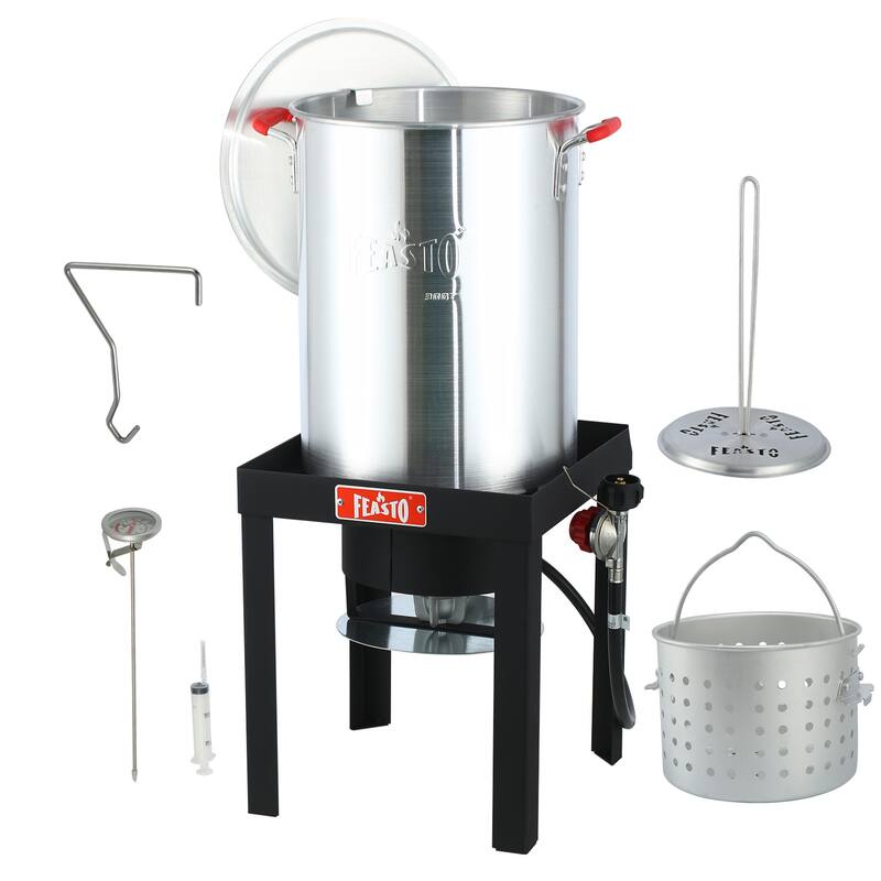 Feasto Aluminum Turkey Fryer & Fish Fryer Set with 30 Qt Aluminum Pot and Basket
