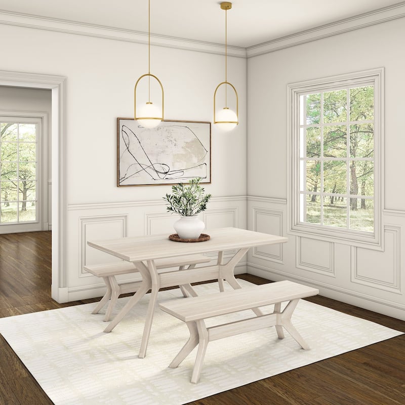 Solid Wood Cross Leg 60" Rectangle Dining Table