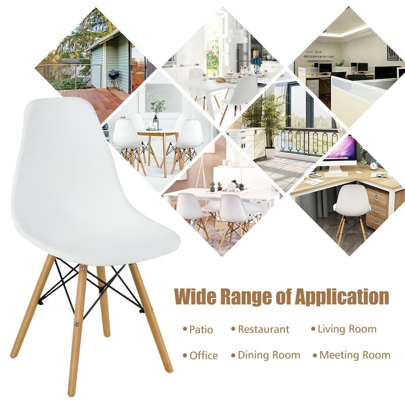 Gymax Set of 4 Modern Dining Side Chairs Armless Home Office w/ Wood - See Details