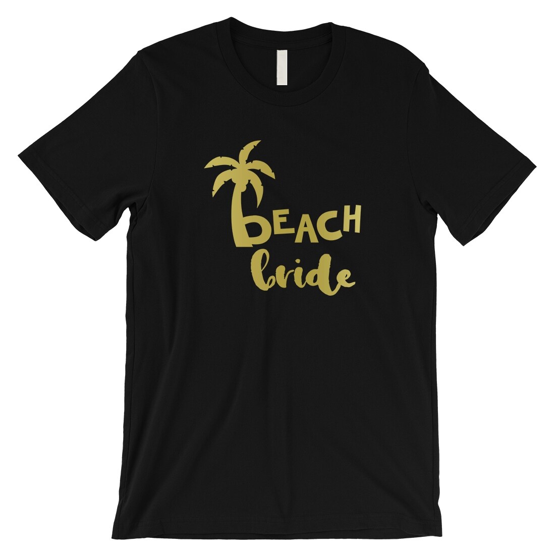 Shop Beach Bride Palm Tree Gold Mens Black T Shirt Playful Happy