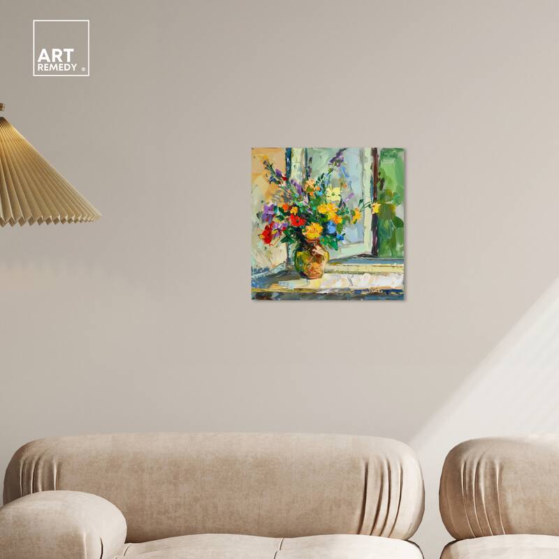 Art Remedy Vase By The Window Gallery Wrapped Impressionism 1 Piece Canvas Wall Art /Monet And Van Gogh Inspired Art