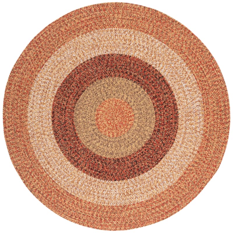 SAFAVIEH Handmade Braided Ecenur Indoor/Outdoor Machine Washable Rug - 5' Round - Rust/Red