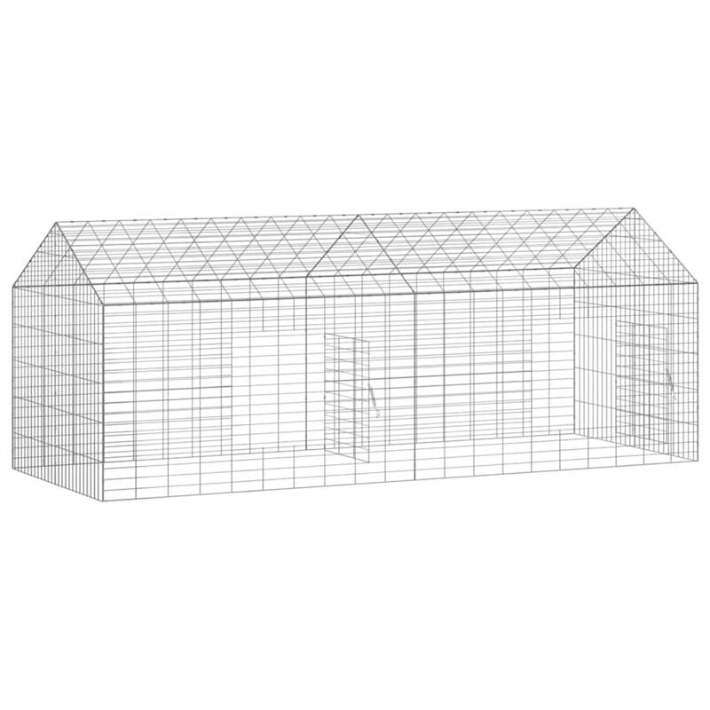 vidaXL Rabbit Cage Silver 400 x 78 x 78 cm Galvanised Steel