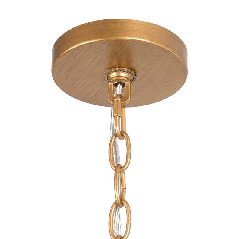 Modern Farmhouse Crystal 6-Light Chandelier Gold Wheel Light for Dining Living Room - Dia. 24" x H 21"