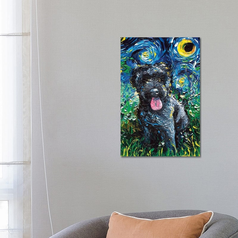 iCanvas "Black Goldendoodle Night" by Aja Trier Canvas Print - 26x18x1.5