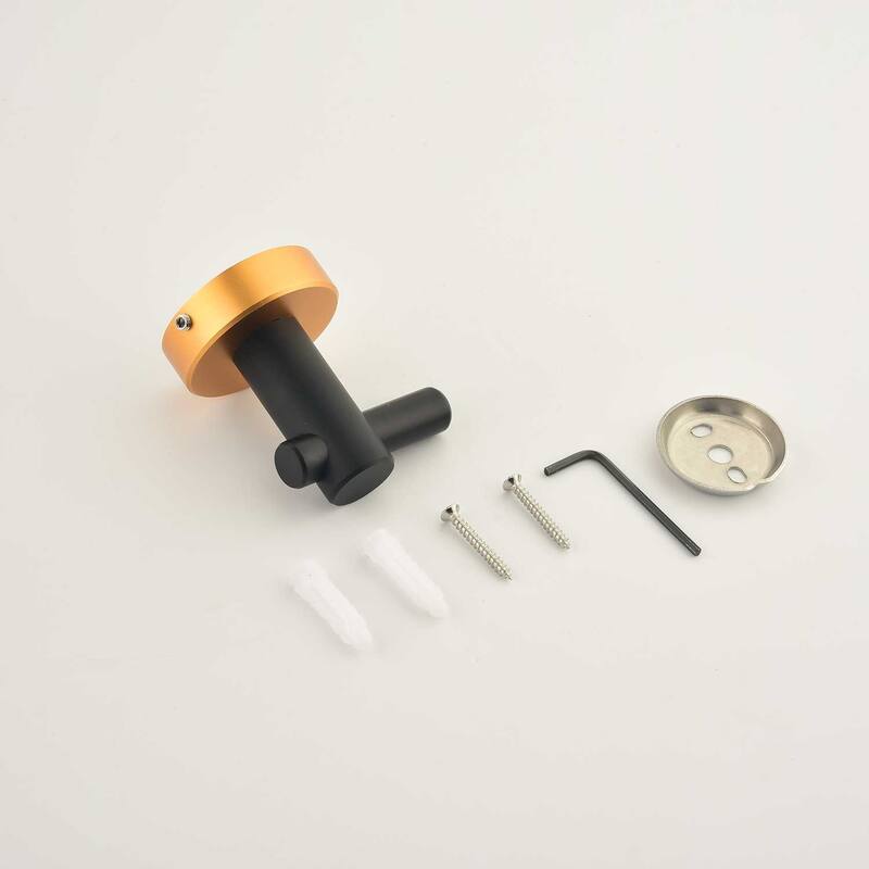 6 Piece Wall Mount Bathroom Towel Rack Set In Matte Black Gold Accent - Gold+Matte Black