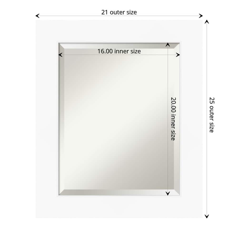 Beveled Bathroom Wall Mirror - Cabinet White Frame