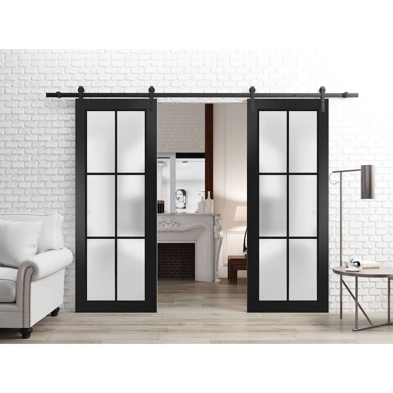 Sturdy Double Barn Door 36 x 80 Planum 2122 Matte Black 13FT