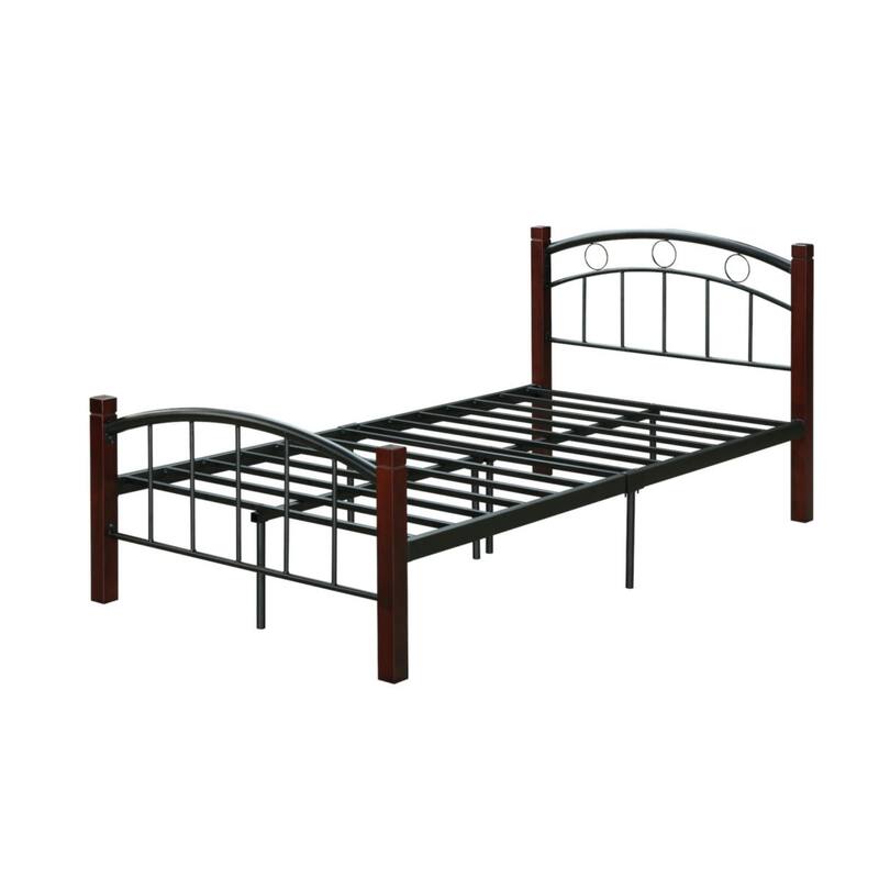 79" Black and Mahogany Brown Platform Bed - Twin Size