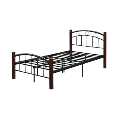 79" Black and Mahogany Brown Platform Bed - Twin Size