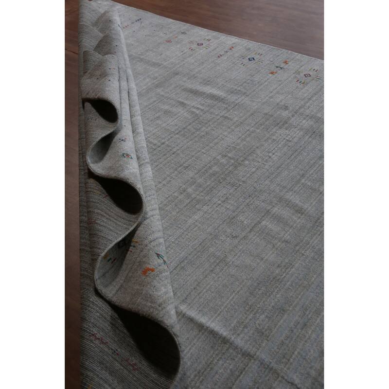 Hand Knotted Oriental 100% Wool Carpet Tribal Tribal Greys & Charcoal Gabbeh Area Rug - 12' 2'' X 8' 11''