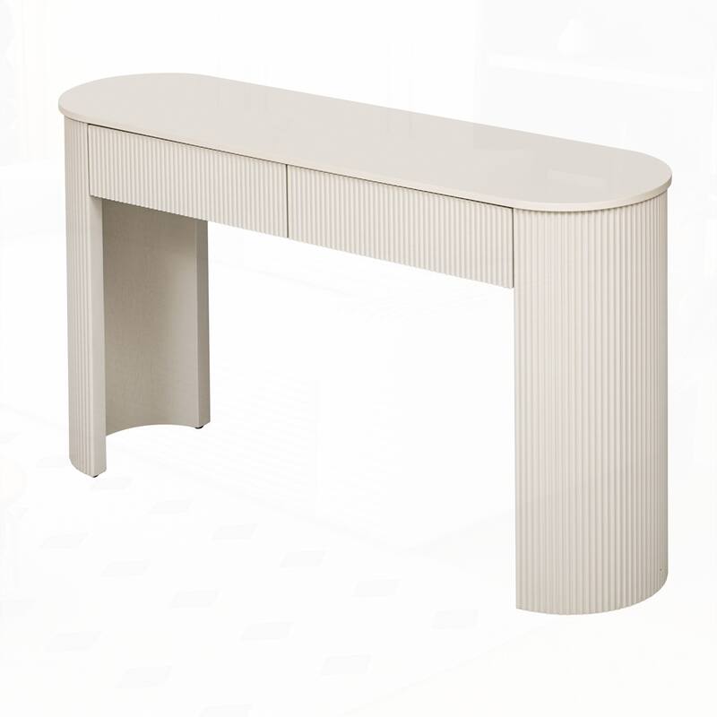 Oval Top Console Table with Storage