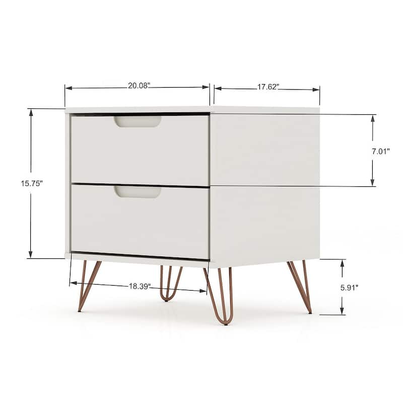 Manhattan Comfort Rockefeller 2-Drawer Nightstand (Set of 2)