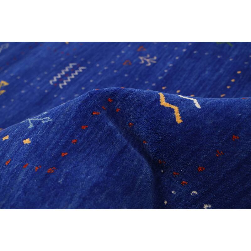 ECARPETGALLERY Hand Loomed Kashkuli Gabbeh Dark Blue Wool Rug - 5'4 x 7'8