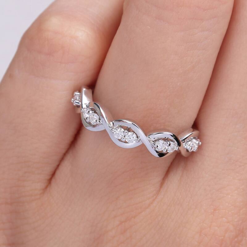 Miadora 1/4ct DEW Moissanite Stackable Infinity Semi-Eternity Ring in Sterling Silver