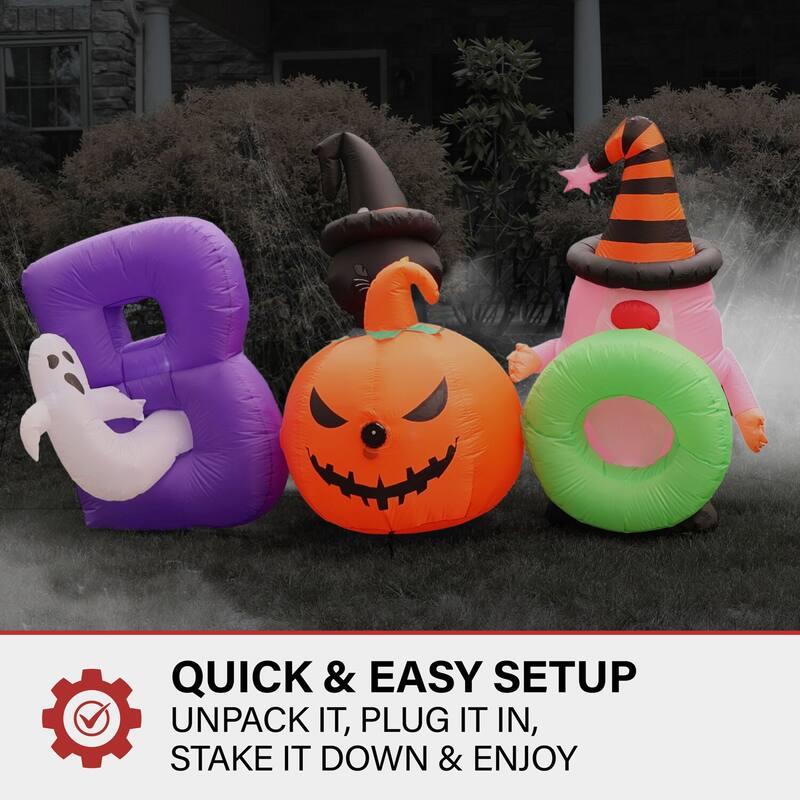 Haunted Hill Farm 5-Ft. Tall Pre-lit Musical Inflatable Boo Sign