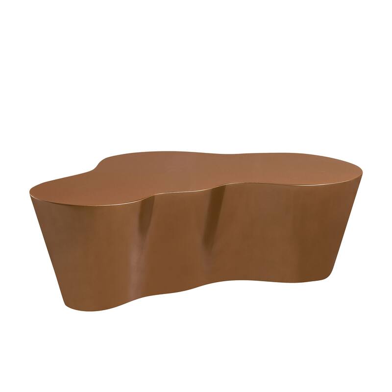 50" Unique Shape Sturdy Fiberglass Coffee Table, Tea Table for Living Room, No Need Assembly