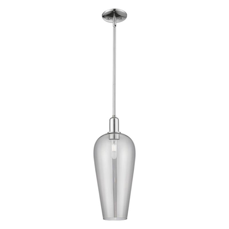 Innovations Lighting 716-1S-20-8 Chelsea Pendant Chelsea 8" Wide Mini - Polished Chrome / Light Smoke Deco Swirl