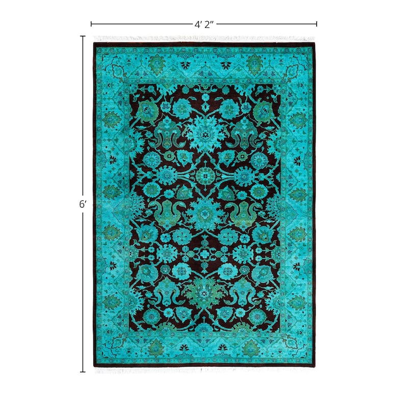 Overdyed, One-of-a-Kind Hand-Knotted Area Rug - Red - 4' 2" x 6' 0"