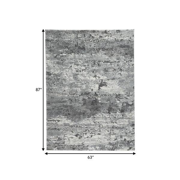 Doe 5 x 7 Modern Area Rug, Stone Art Design, Soft Fabric, Black, Cream ...