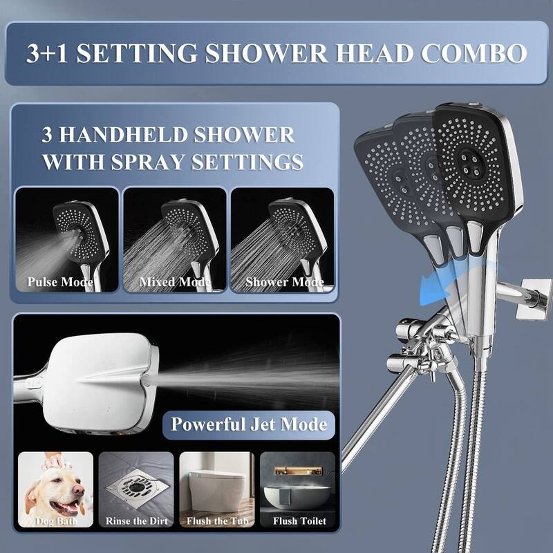 Shower Head With Handheld Combo, High-Pressure Rain/Rainfall